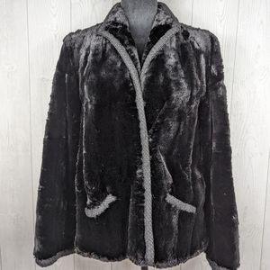Vintage Authentic Sheared Beaver Fur Coat Women's Size Medium Black